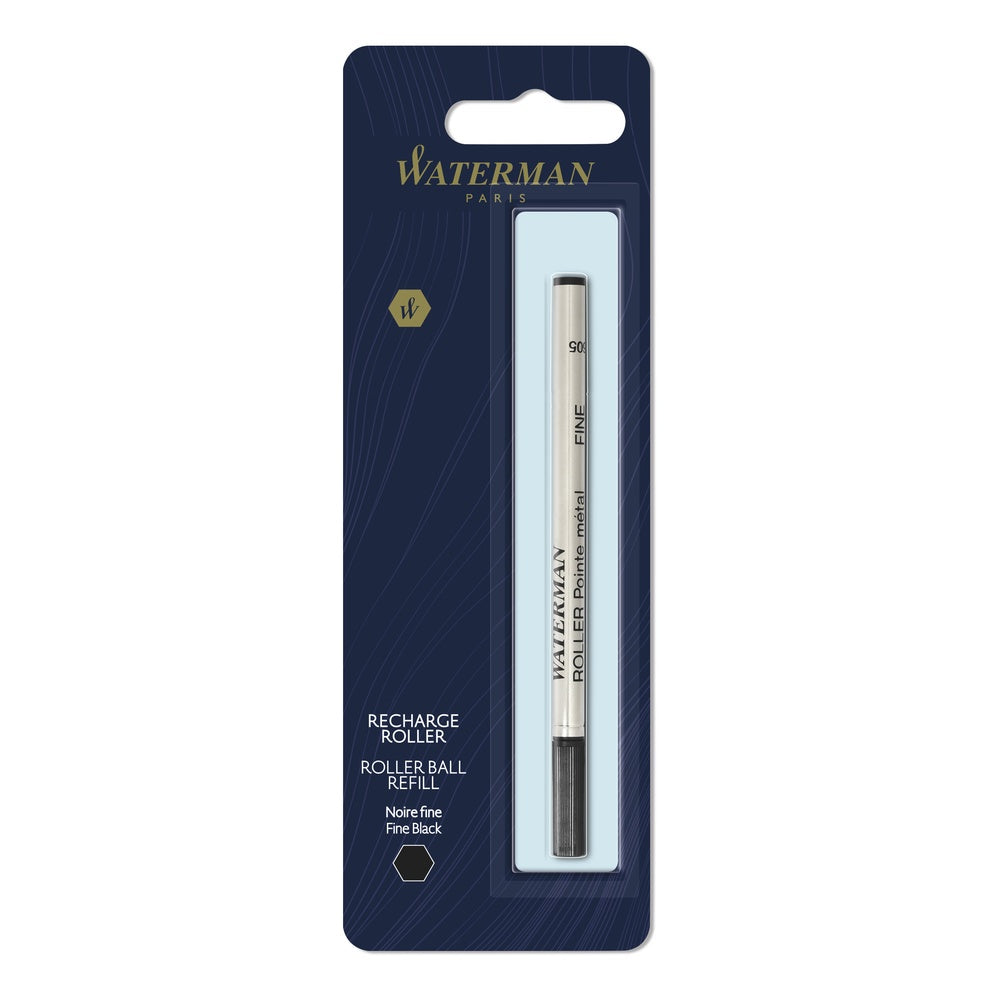 Waterman recharge d’encre pour stylo roller | pointe fine | encre noire | Blister 1 recharge