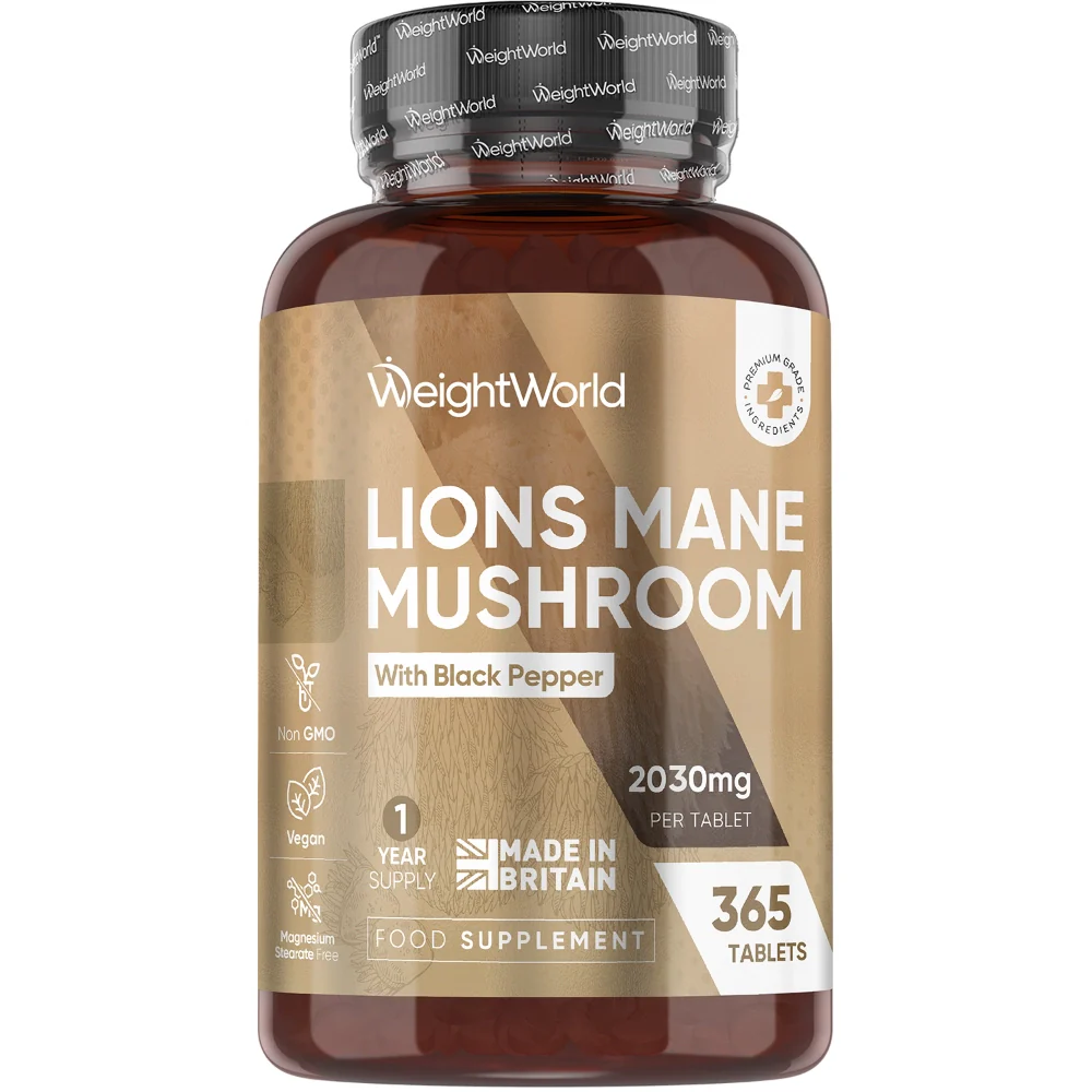 WeightWorld Extrait de champignon Lion's Mane 2000 mg - 365 comprimés