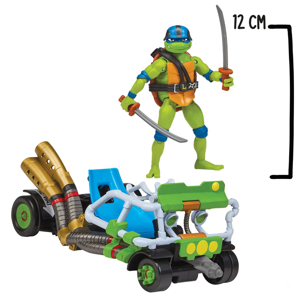 TORTUES NINJA Tortues Ninja, Buggy Véhicule Deluxe, Avec figurine 12 cm, Leonardo, Pour les enfants à partir de 4 ans, T02002