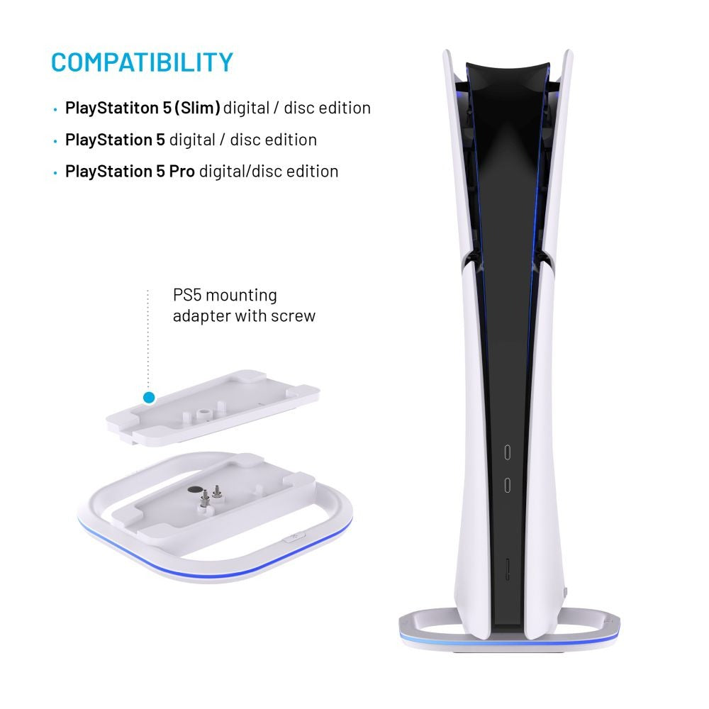 FIXED LED Stand for PlayStation 5, 5 (Slim) and 5 Pro, white FIXED Stand à LED pour PlayStation 5 (Pro/Slim), blanc