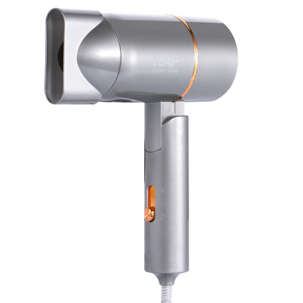 RAF Sèche-cheveux pliable professionnel portable 800 W, protection contre la surchauffe, format compact de voyage, pour femme, usage domestique, gris
