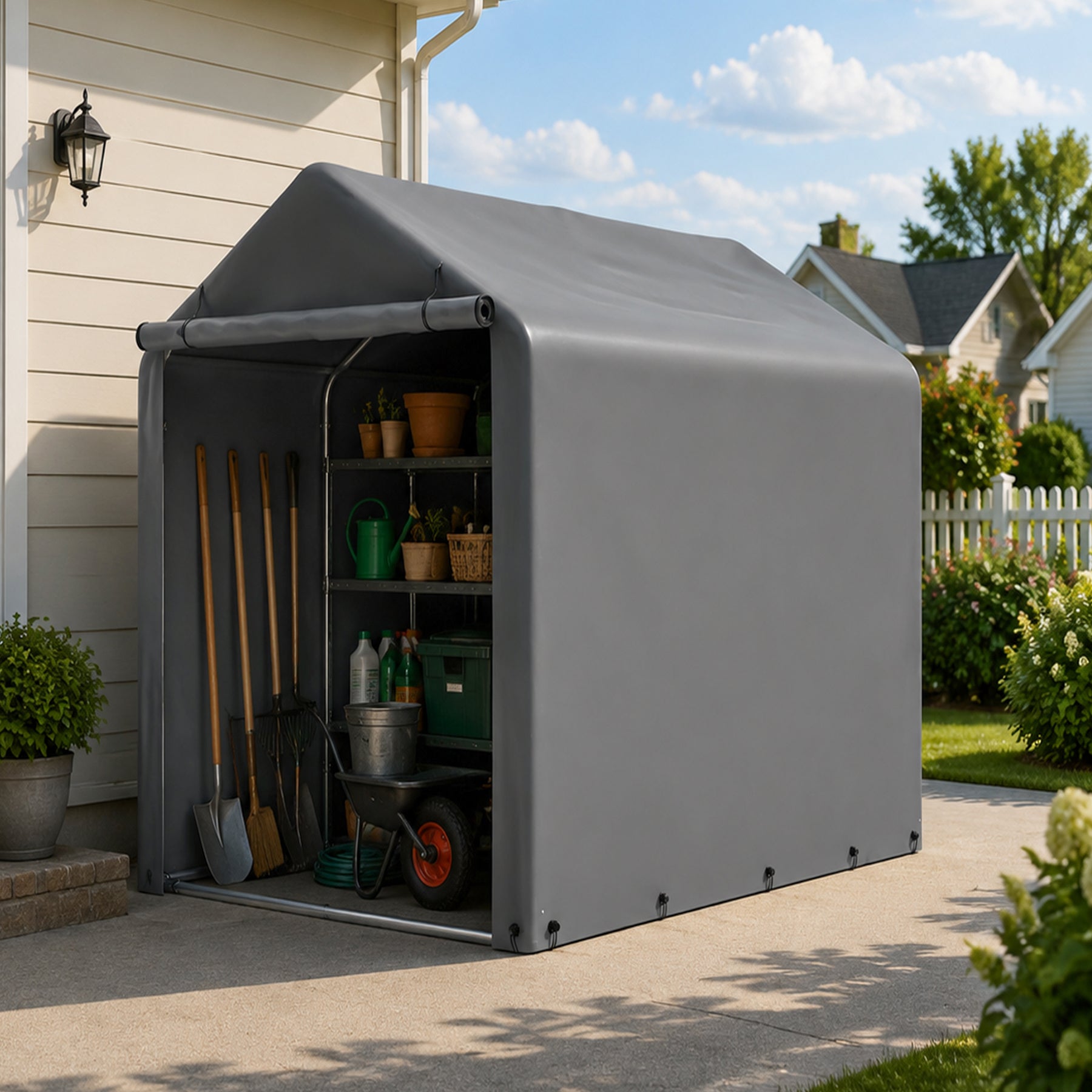 Tente de rangement pour vélos, abri de rangement pour 1 à 2 vélos, atelier et abri pour voiture résistant à l'hiver avec toit en PE résistant aux UV, garage de rangement pour vélos et motos, 100×190×160 cm, gris foncé