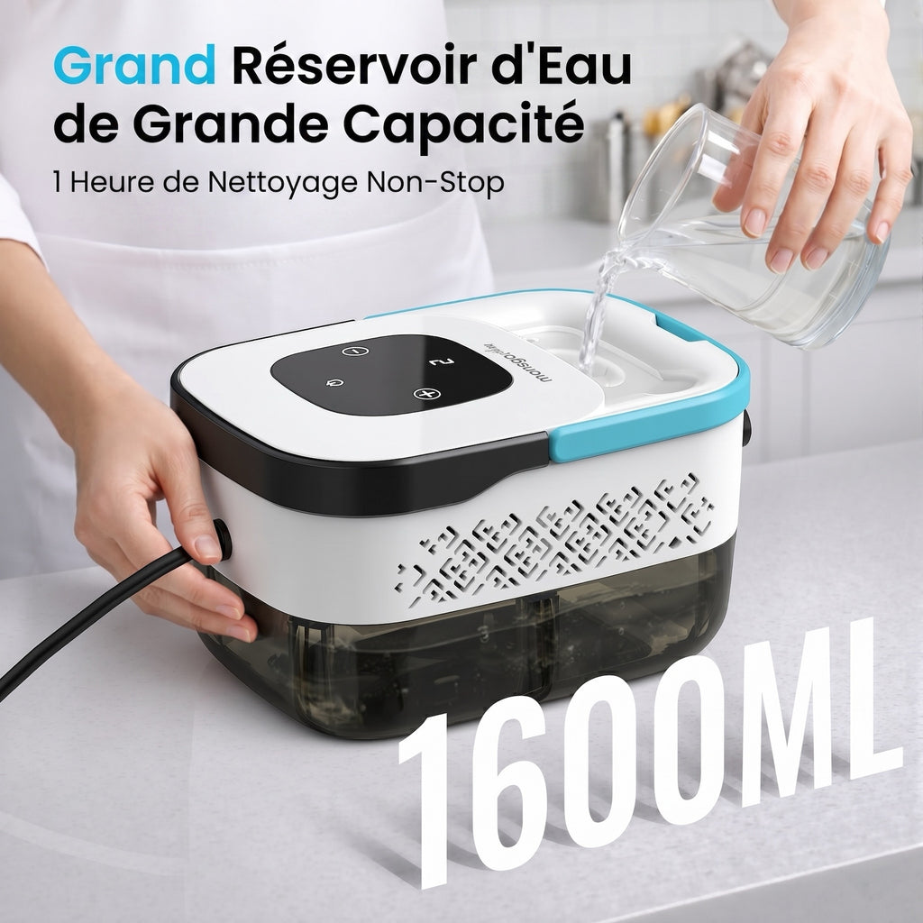 monsga Nettoyeur vapeur 1500 W à chauffe rapide, Prêt en 15 s & Pression de 3,5 bar, Grand réservoir de 1,6 L pour nettoyage de 120 m², Nettoyeur vapeur polyvalent robuste avec kit d’accessoires, Blanc