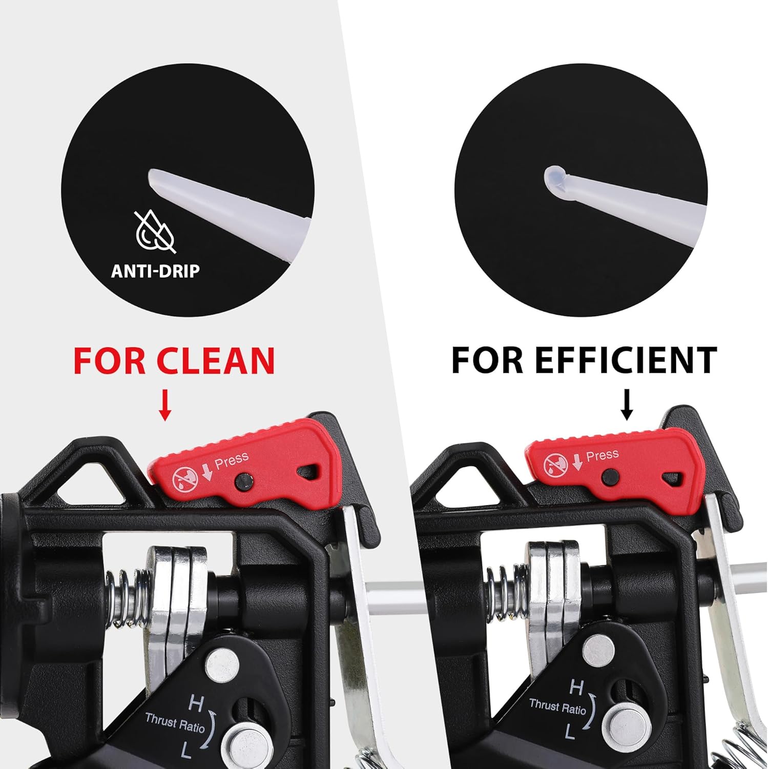 WORKPRO Pistolet à mastic, rapport de course réglable 9:1 et 18:1, pour cartouches de 290 à 310 ml, mastics, silicones et adhésifs