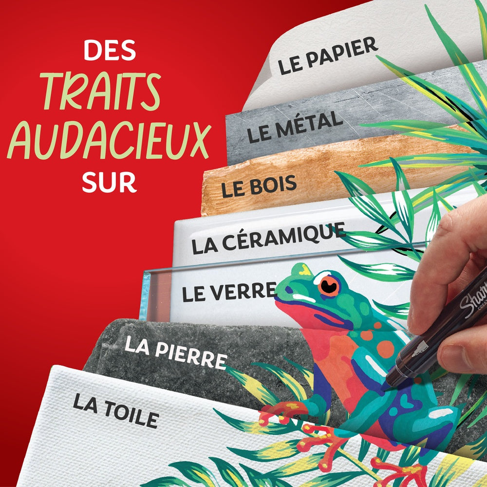Sharpie Feutres acrylique | Pointe ogive | Feutres de coloriage adulte idéal pour coloriage mystère, dessiner etc. | Encre anti-bavures à base d’eau | Teintes Chaudes | Lot de 12