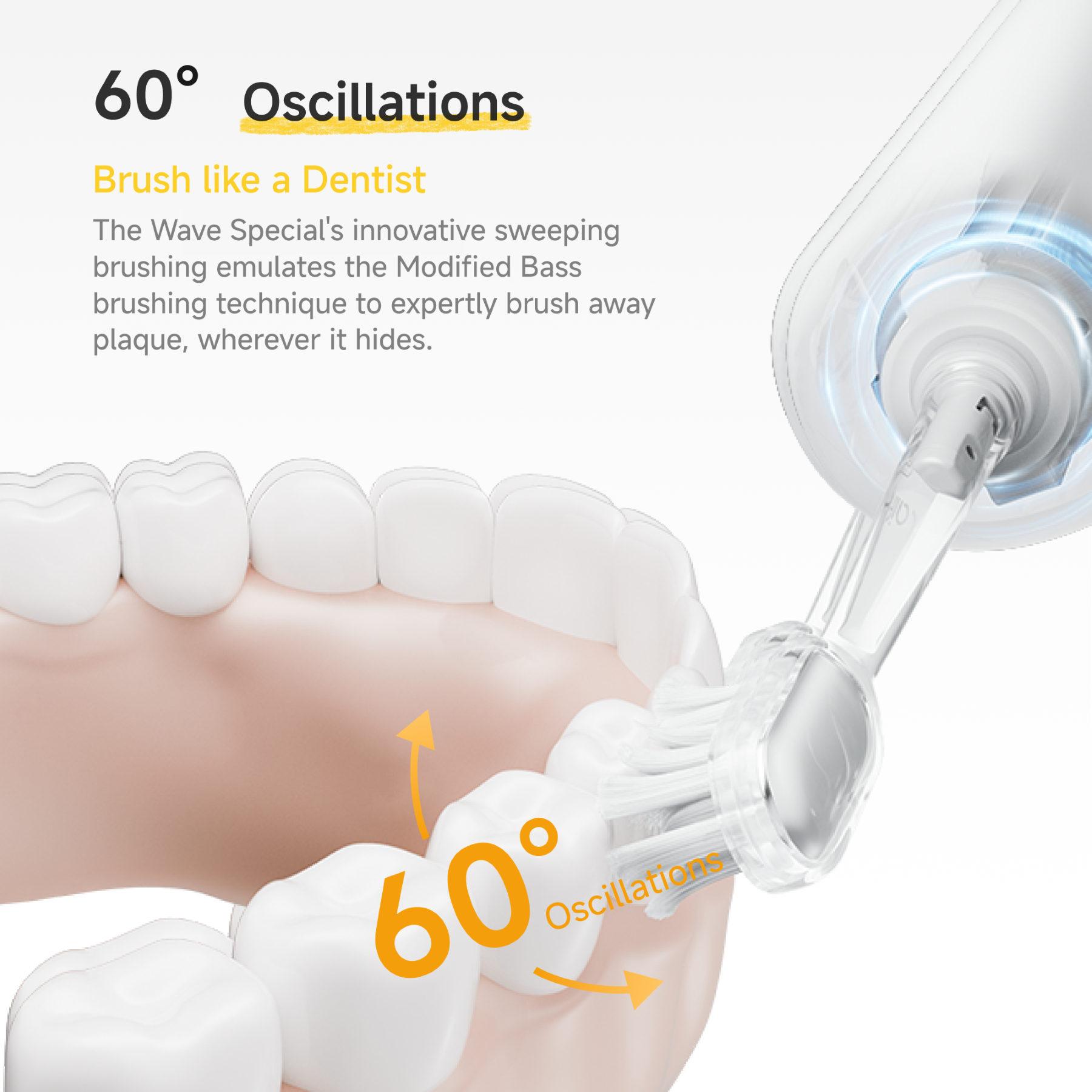 Laifen Wave SE Brosse à dents électrique, Brosse à dents sonique intelligente avec contrôle par application, Oscillation à 60°, 3 modes personnalisables, Batterie de 50 jours
