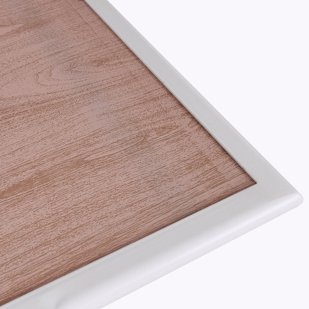 HOME DECO FACTORY Table en métal blanc effet bois Barcelone 110 x 70 m2