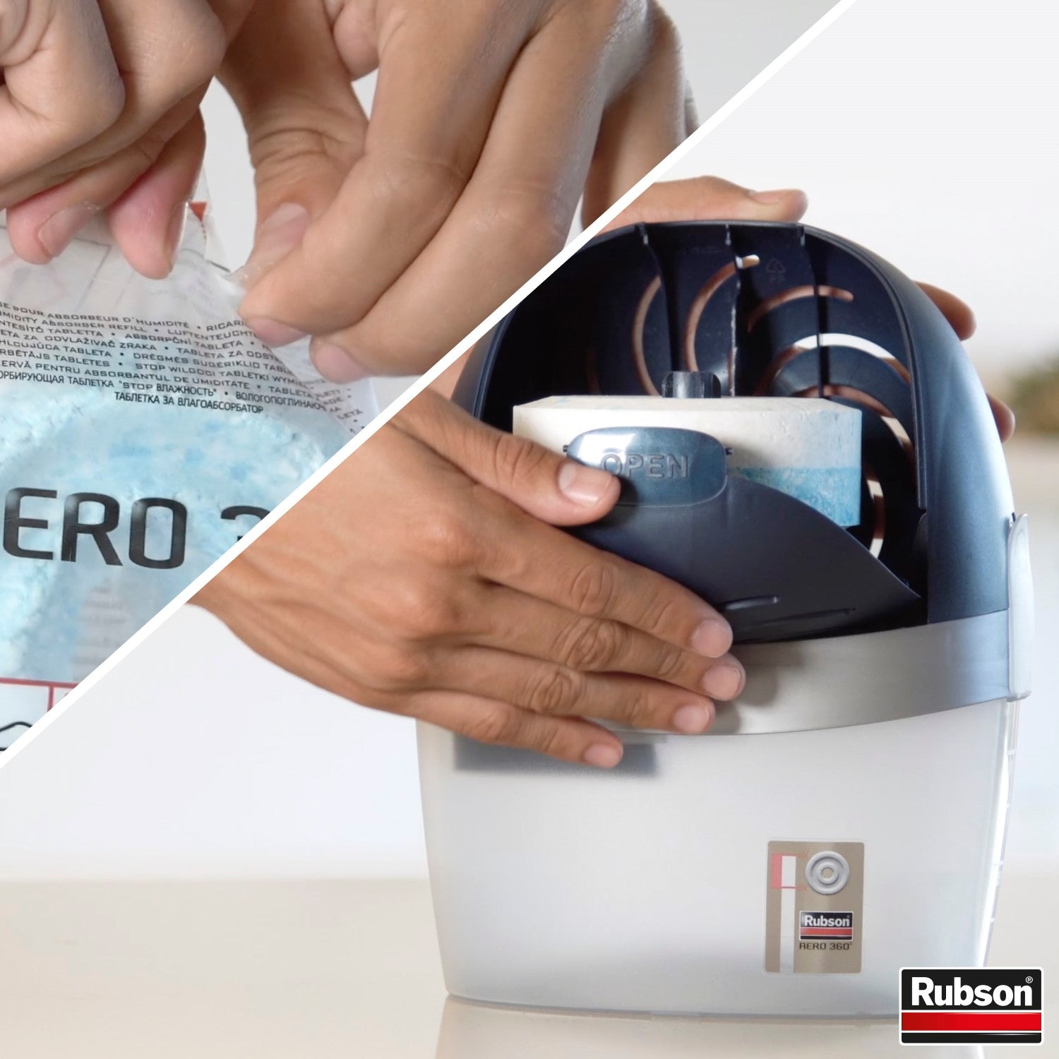 Rubson – AERO 360° Recharges en tabs parfum lavande relaxante, recharges pour absorbeur d'humidité, ultra absorbantes et anti odeurs, 4 x 450 g