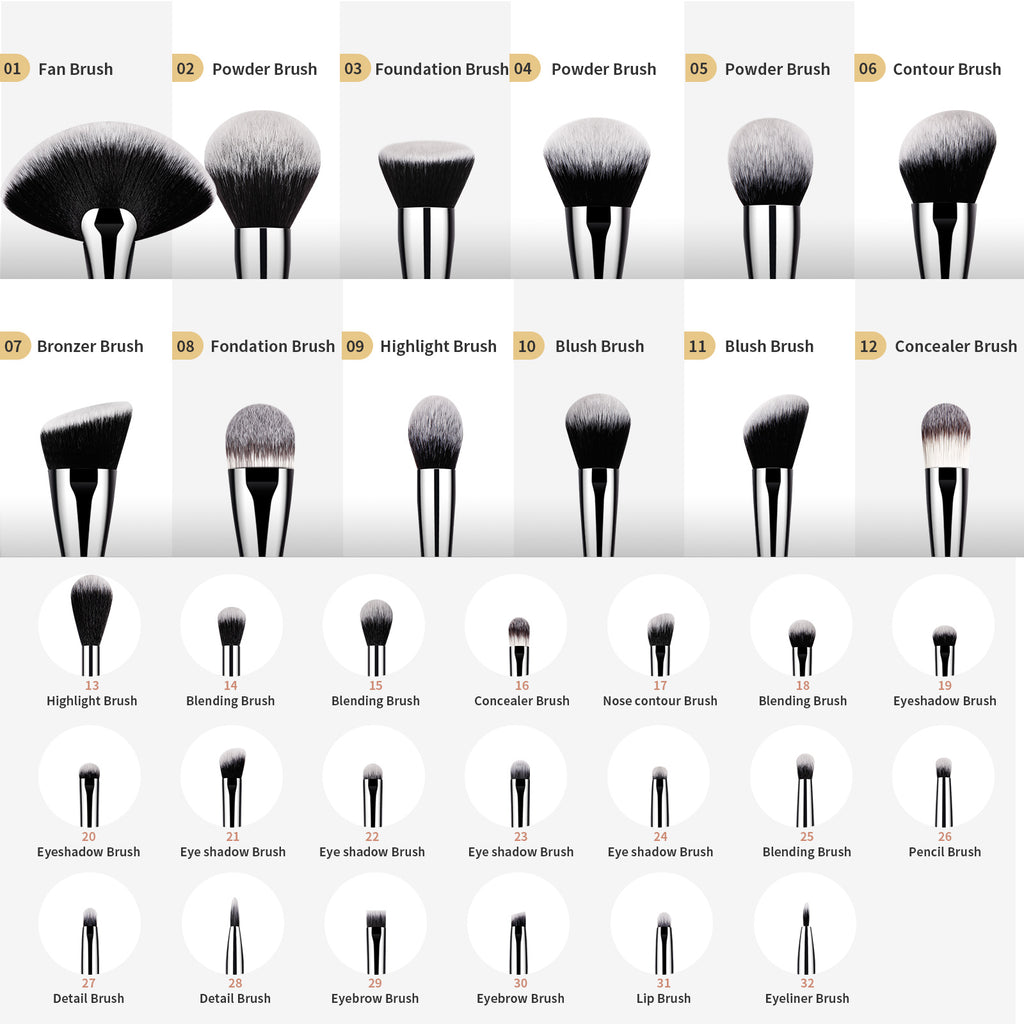 DUcare Lot professionnel de pinceaux de maquillage 32 pièces
