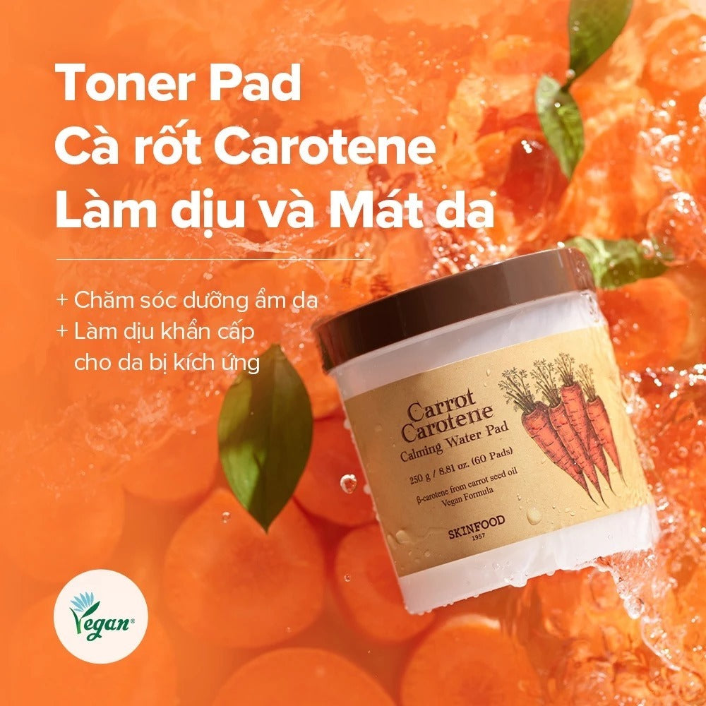 SKINFOOD Disques d'Eau Apaisants Carotte Carotène (Disques Toniques Apaisants) 250 g (60 Disques)