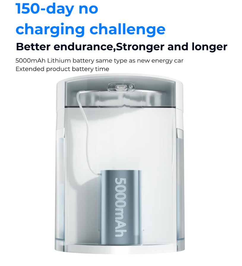 Catlink Pure 3 Fontaine à eau avec 4 modes de fonctionnement pour animaux, autonomie ultra-longue, double système de filtration et batterie 5000 mAh - Blanc