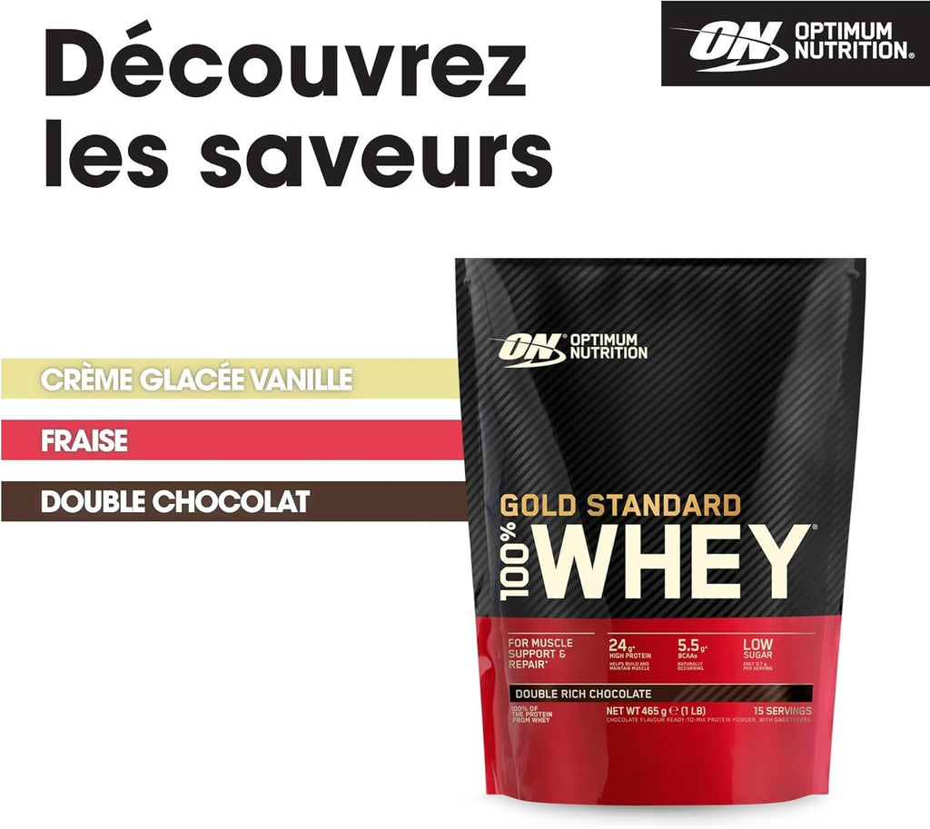 Optimum Nutrition Gold Standard 100% Whey Protein, Double Rich Chocolate 465 g (15 portions)