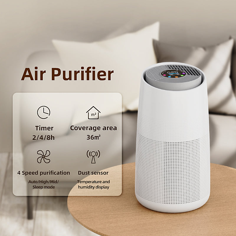 Homintell Purificateur d'air intelligent - CADR 300 m³/h, contrôle Wi-Fi, filtre HEPA H13 et charbon actif, stérilisation UV et ioniseur, minuterie 8 h, idéal pour des pièces de 36 m².