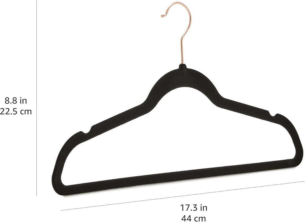 ANQI Lot de 50 cintres en velours antidérapants - Noir/or rose