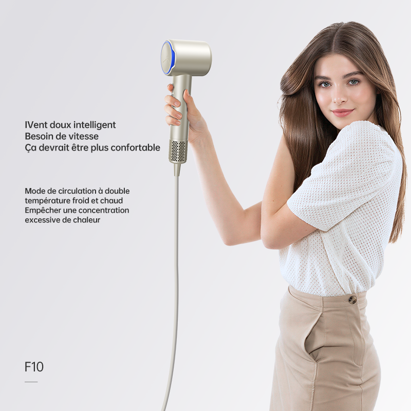 CONFU F10 Sèche-cheveux haute vitesse Kangfu, vitesse 11 W, puissance 1600 W - Blanc，Soin capillaire aux ions négatifs à haute concentration, débit d'air puissant, séchage rapide efficace.