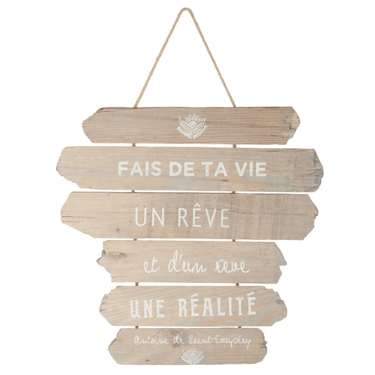 Atmosphera Décoration murale Andy en bois 28 x 38 cm Couleurs assorties