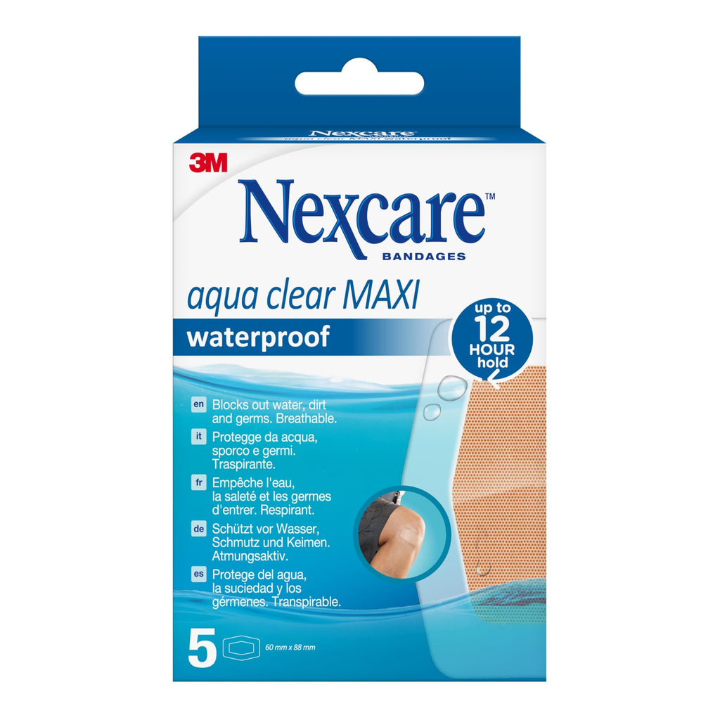 NEXCARE™ Aqua Clear MAXI Pansements Imperméables, 60 mm x 88 mm, Lot de 5
