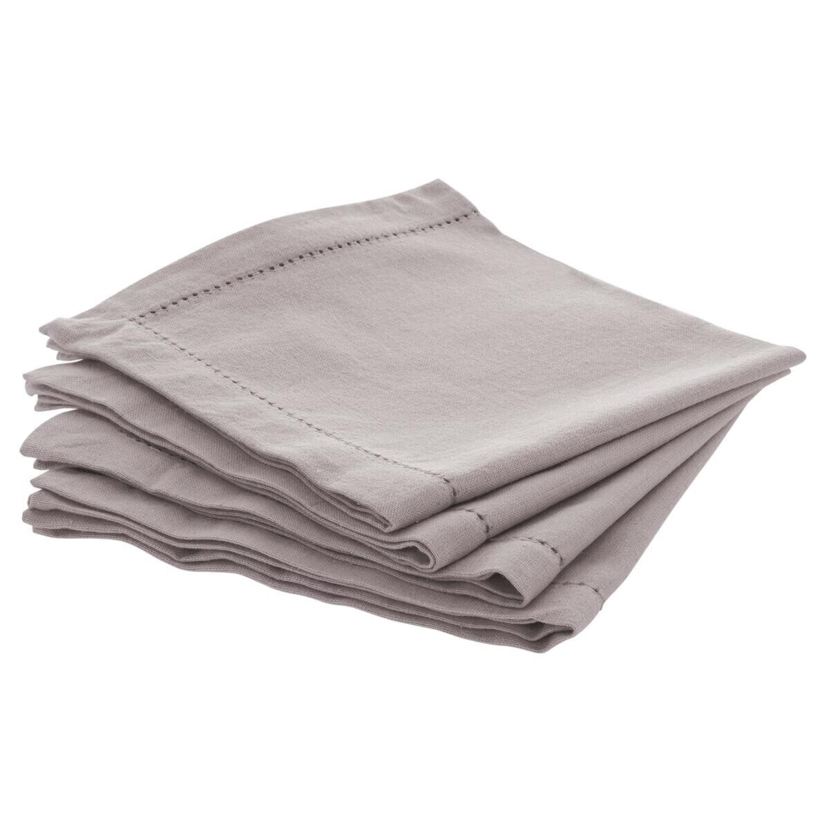 Atmosphera Lot de 4 serviettes de table Chambray - Gris