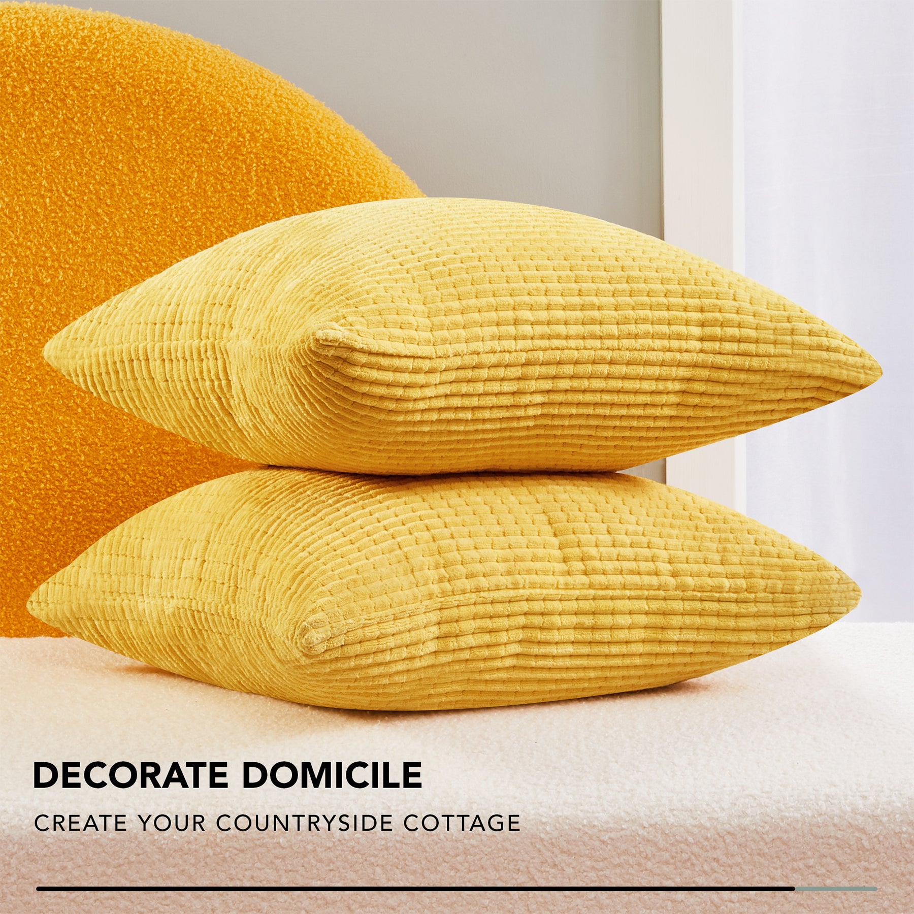 Deconovo Housse de coussin en velours, coloris doré, 50 x 50 cm, 1 pièce