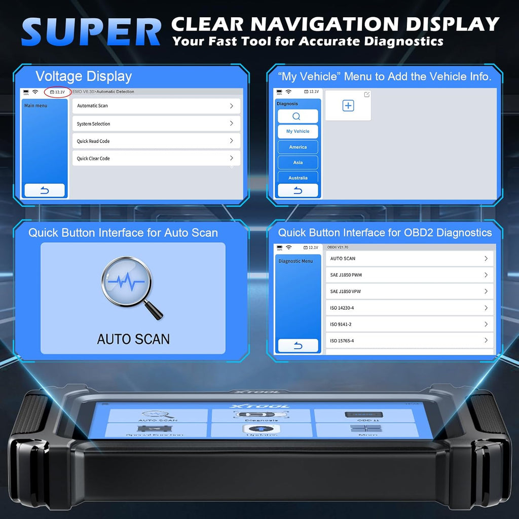 XTOOL D5 Lecteur de codes d’erreur et outil de réinitialisation pour voiture, diagnostic moteur/ABS/SRS/transmission avec service du frein de parking électronique (EPB)