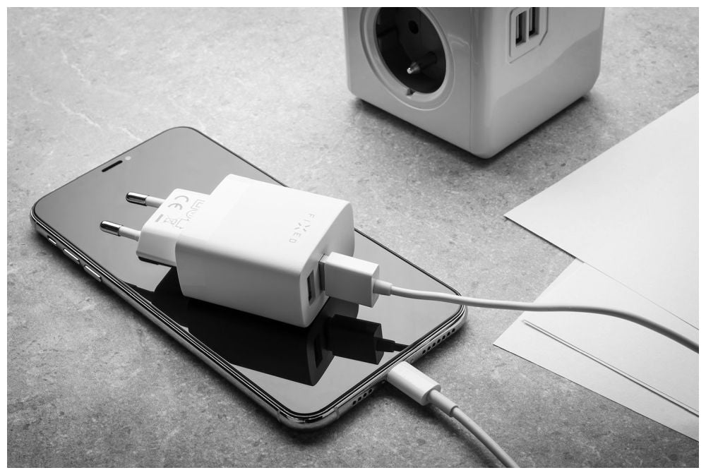 Chargeur de voyage FIXED double USB 17W, Blanc