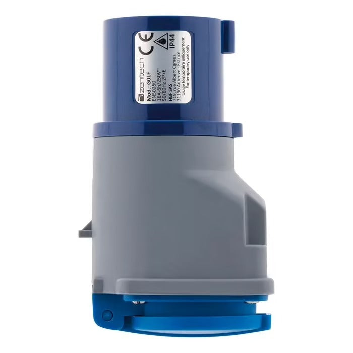 ZENITECH Adaptateur de raccordement sans fil compact, femelle 16 A 2P+T vers mâle CEE 17, pour camping et bateau
