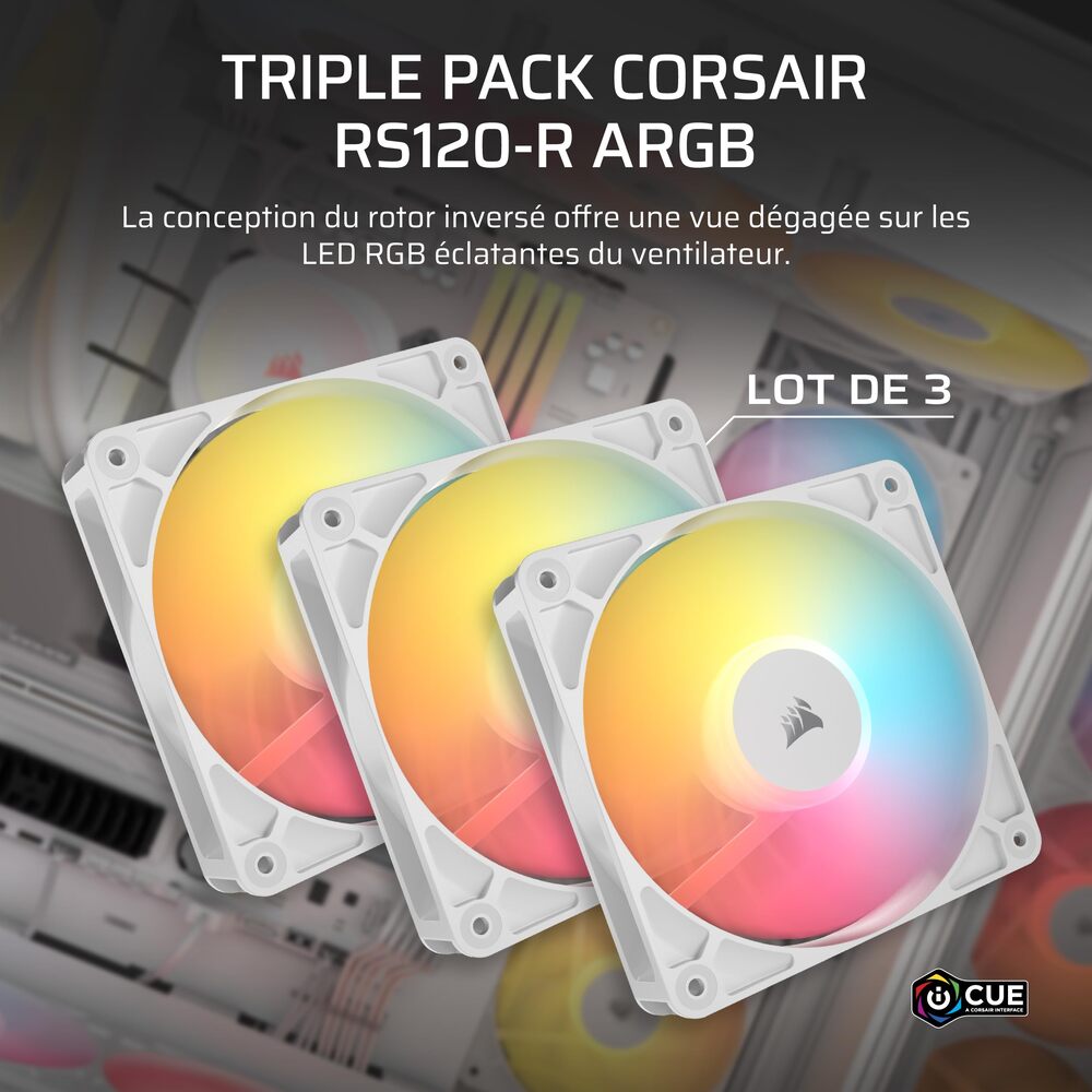CORSAIR RS120-R ARGB White, 120mm ARGB Fan, Triple Pack