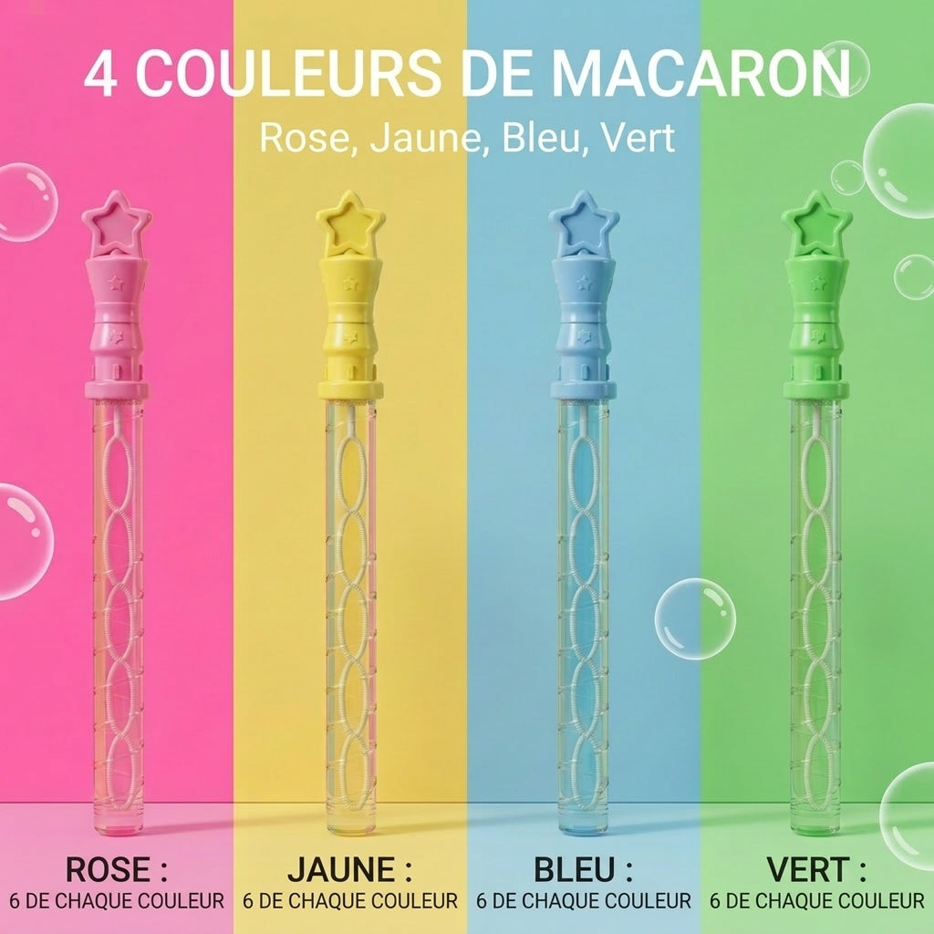 Jouet de Grandes Baguettes à Bulles pour Enfants, 24 Pièces, Baguette à Bulles Magique Étoile de 14,8 Pouces (Grande Capacité de 120 ml), Cadeaux de Fête d'Eau à Bulles en Vrac