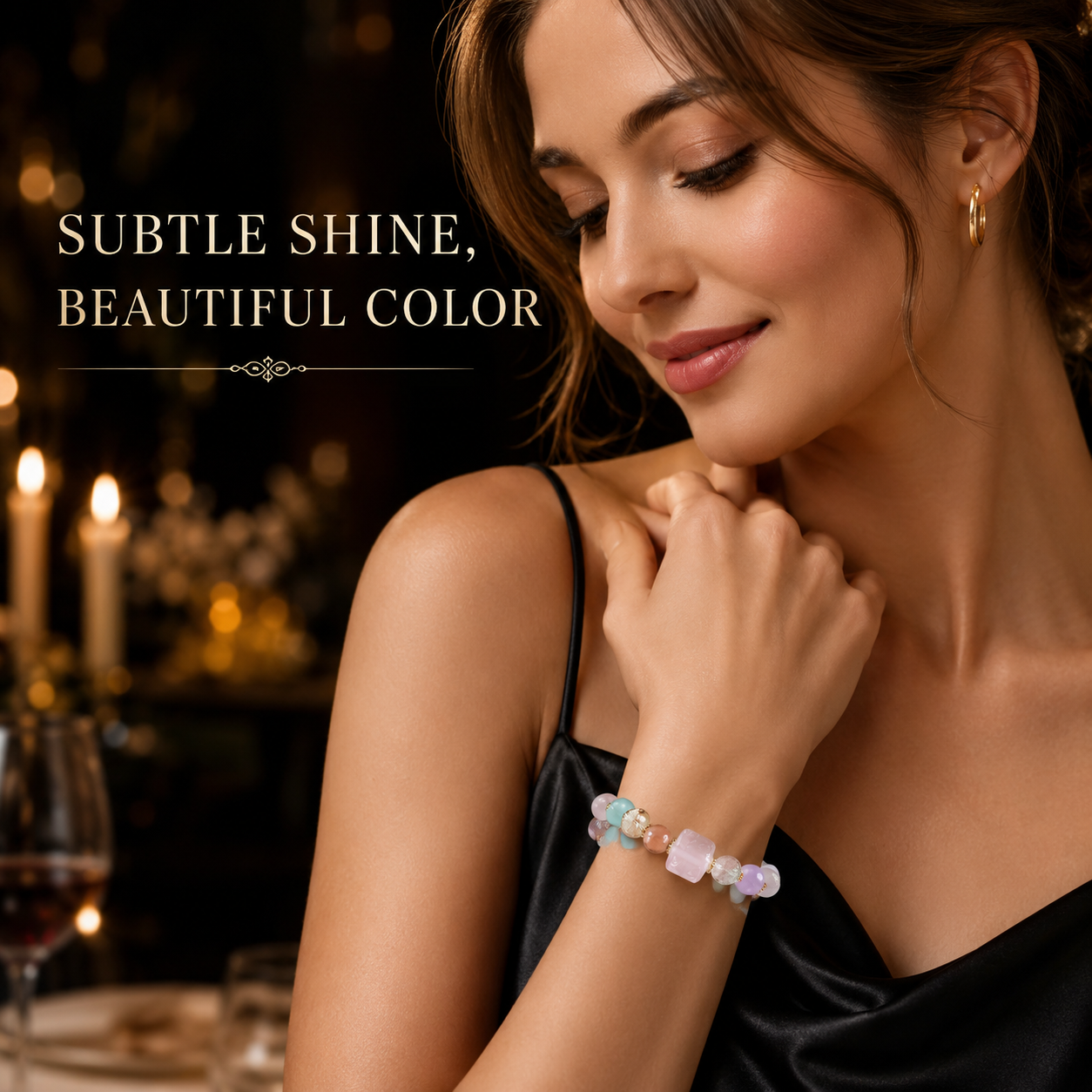 VoxorAI L8 Bracelet en quartz rose naturel artisanal - Rose amour et tendresse