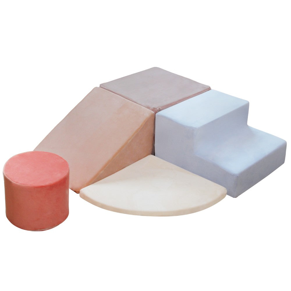 Blocs de construction en mousse pour enfants BanaSuper, blocs de construction XXL en mousse, certifiés EN71, jouet Montessori pour enfants, coque lavable pour le plaisir en intérieur, coffret de jeu en mousse douce pour bébé (Bleu Rose)