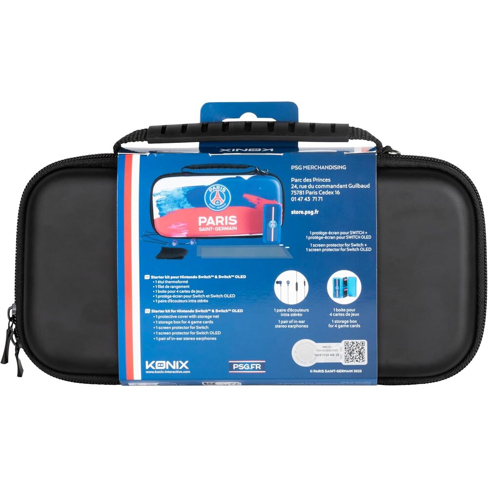 KONIX PSG Pack d'accessoires gaming Starter Kit Nintendo Switch, Switch Lite et Switch OLED - Housse - Verre trempé - Boîtier jeux - Écouteurs