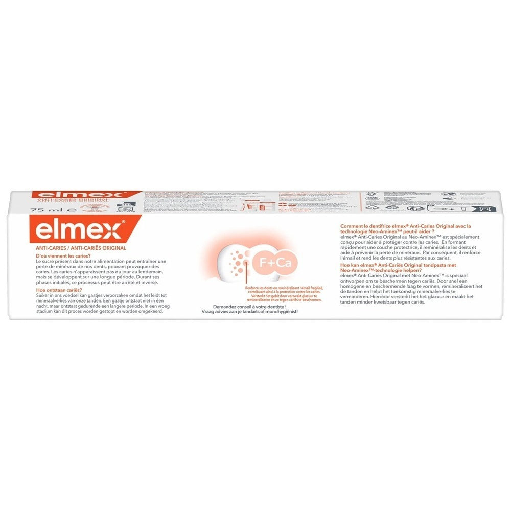 ELMEX Anti-Caries Original Toothpaste - 75ml - Pack of 4 (4 x 75ml = 4 tubes)