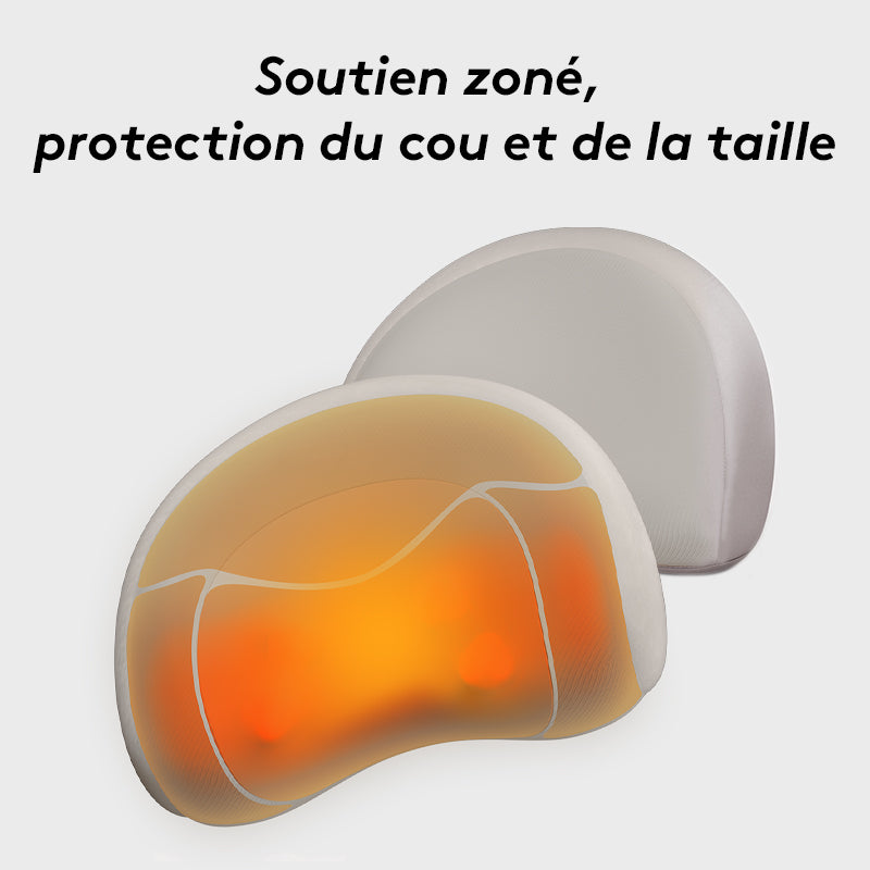 breo P2 Coussin de massage pour nuque et taille, Appareil de massage shiatsu chauffant avec 3 modes, Design ondulé ergonomique pour soutien des épaules et des cervicales