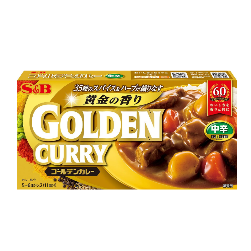 S&B Golden Curry Jp piquant moyen ingrédients de cuisson 198 g
