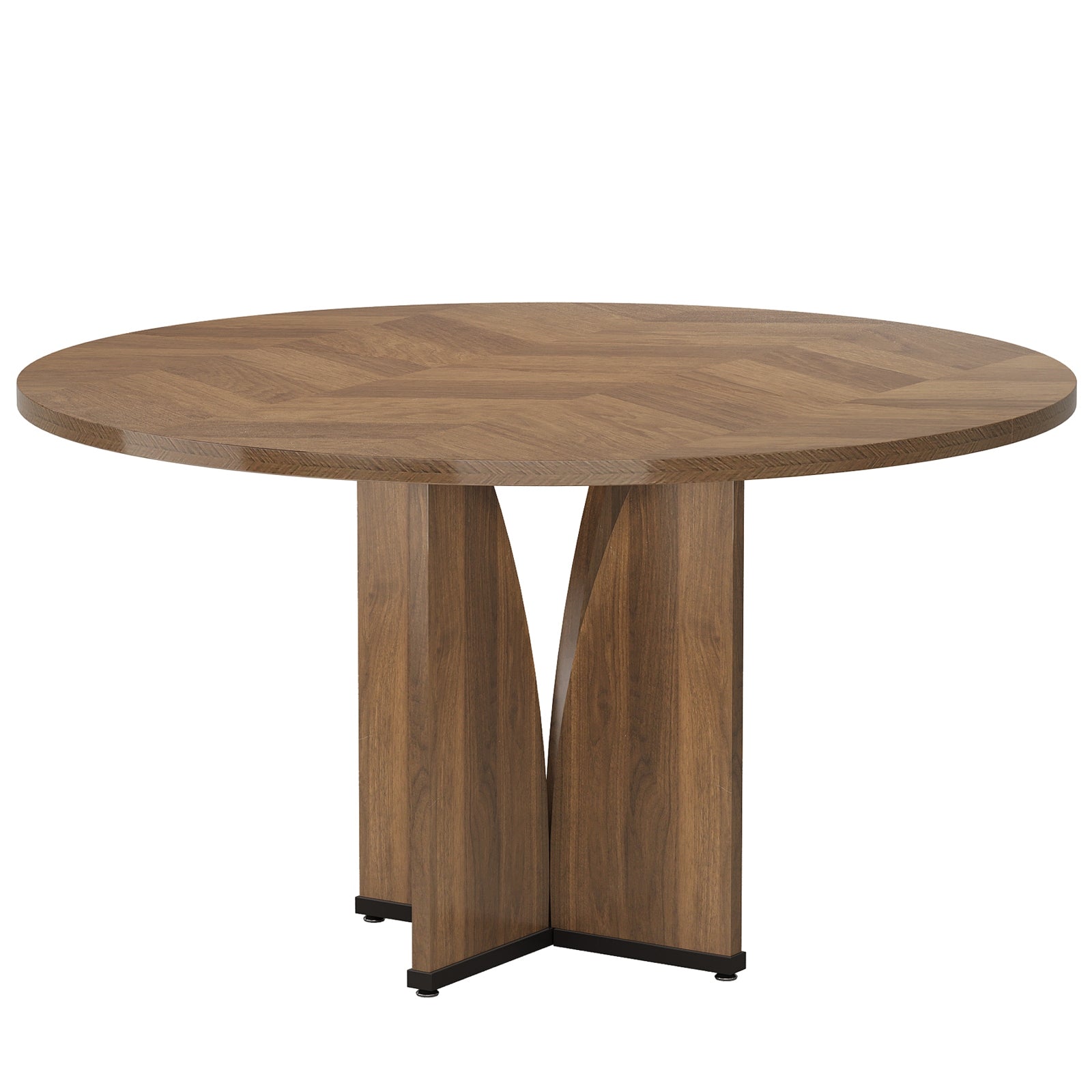 LANTINE Table à manger ronde pour 4 style ferme plateau aspect bois marron diamètre 100 cm hauteur 75 cm