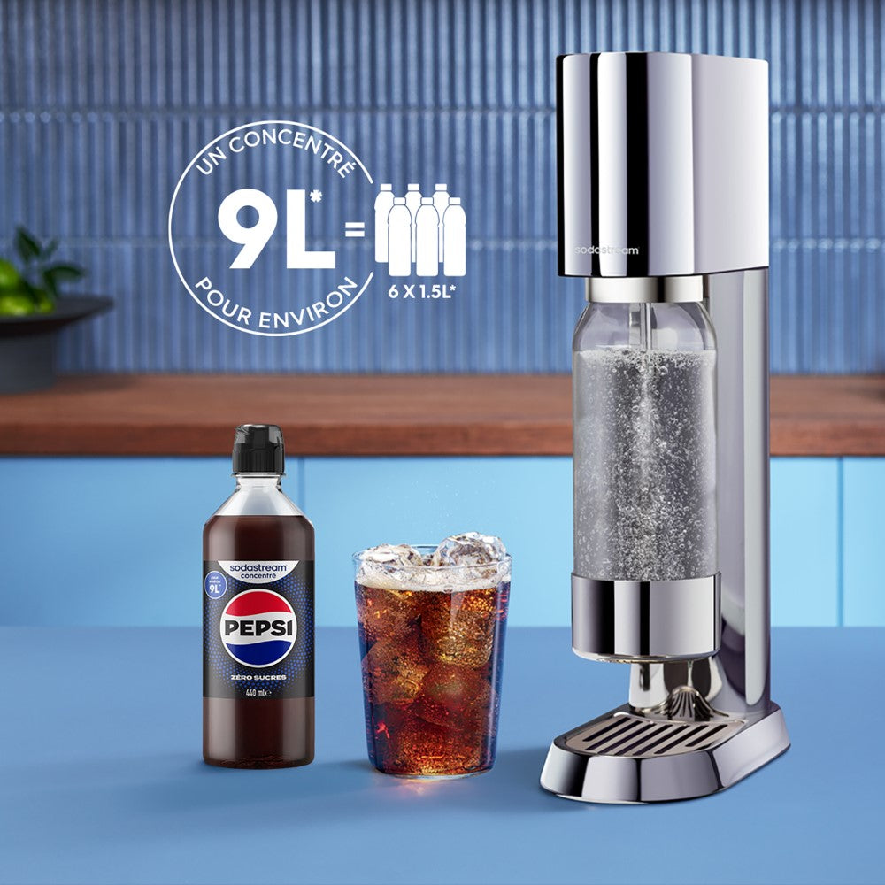 SodaStream Lot de 6 Concentrés Pepsi Zéro Sucres 440 ml | Préparez jusqu'à 54 L de Boisson | Bouchon Anti-Goutte