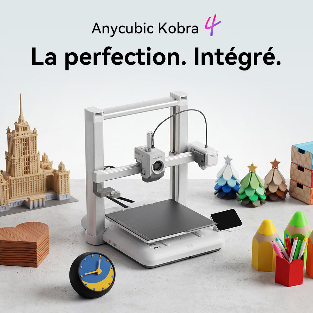 ANYCUBIC Kobra 4 Imprimante 3D, mise à niveau automatique LeviQ 3.0, mise à niveau à 49 points, précision < 0,02 mm, première couche parfaite, sans réglage manuel