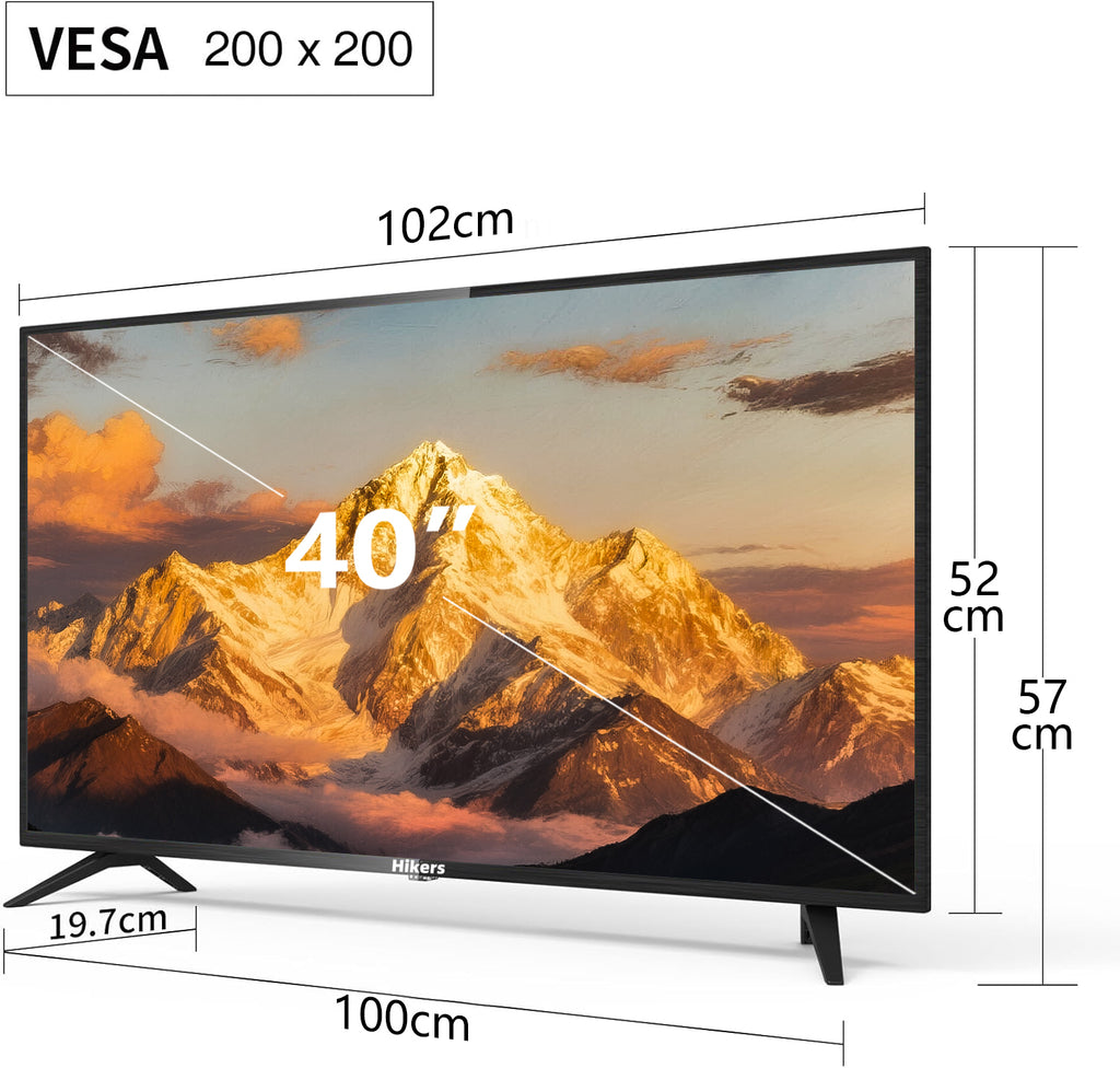 Hikers Smart TV 40 pouces FHD WiFi VIDAA avec Triple Tuner DVB-T/T2/S/S2/C, HDMI x3, USB x2, CI+, commande vocale et applications de streami