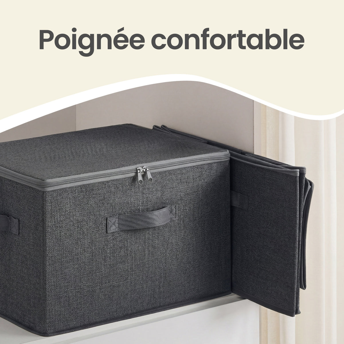 JOYFURNOS Boîtes de rangement pliables, lot de 6, organiseur de vêtements zippé avec couvercles solides et poignées renforcées, grande capacité de 30L par boîte