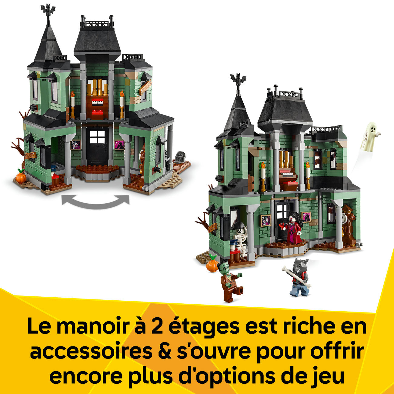 LEGO Creator 3 en 1 Maison Hantée, Bateau Fantôme & Train Fantôme 31167 Set de Construction Jouet (736 Pièces)