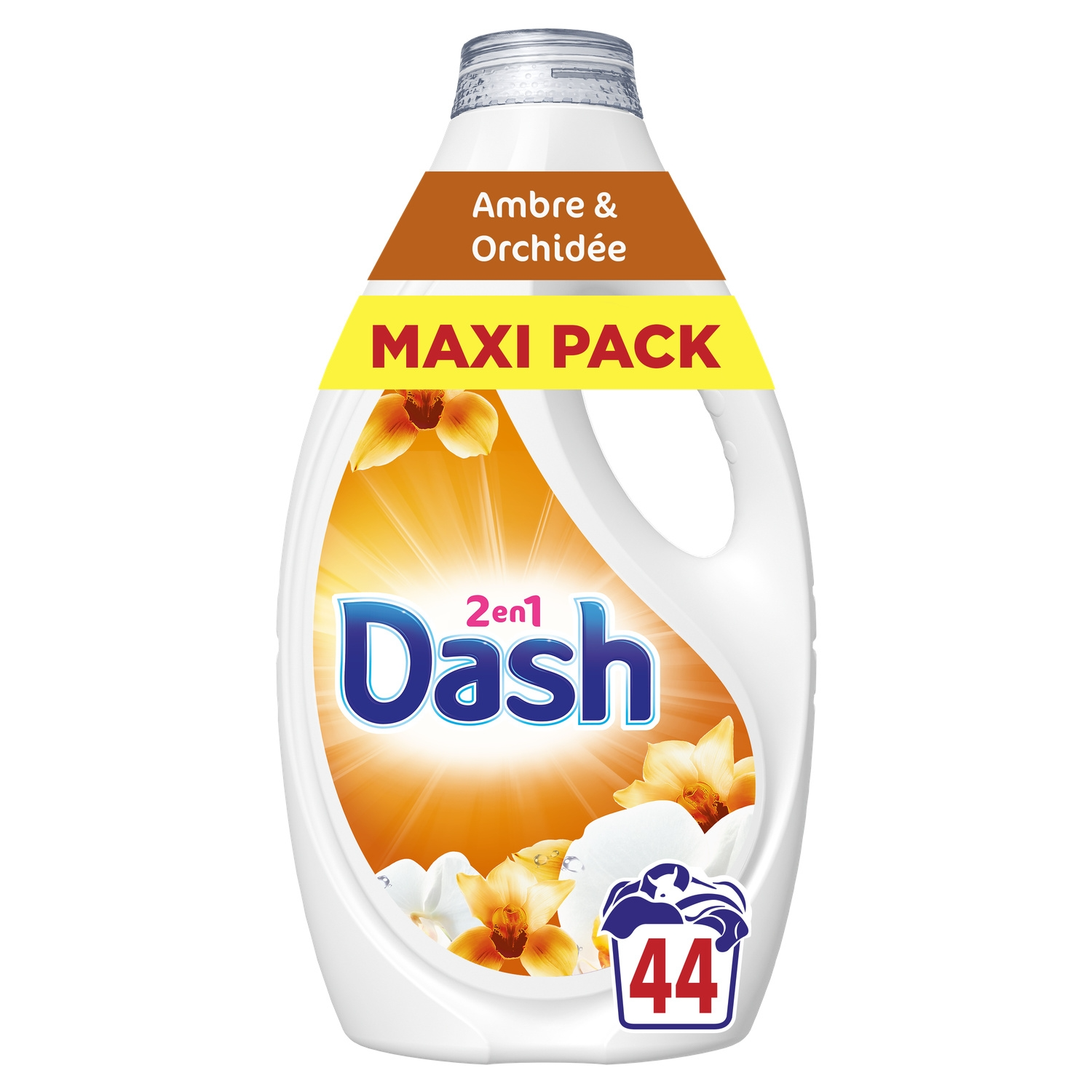 Dash Lessive Liquide 2-en-1 Ambre et Orchidée 1.98L