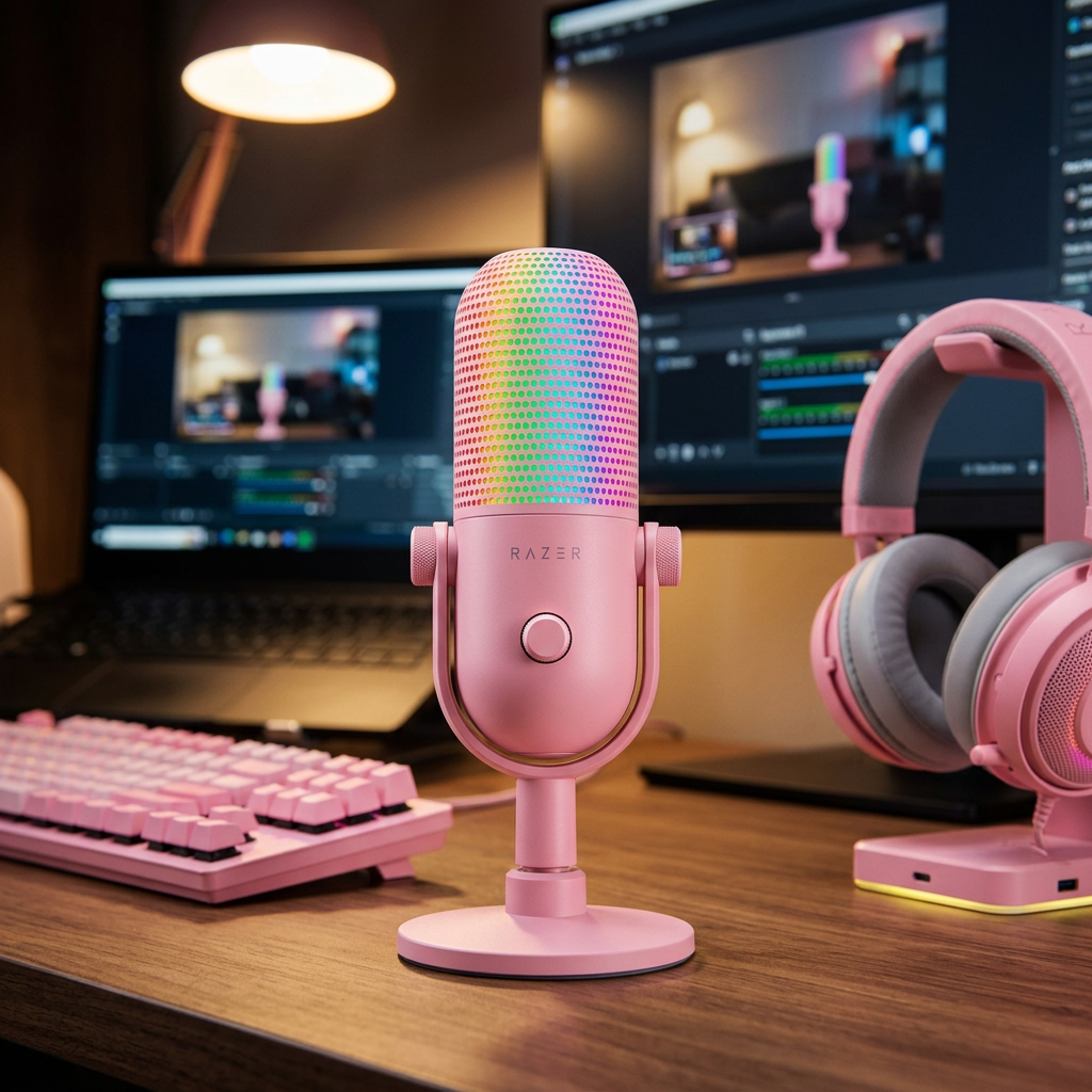 Razer Naga V3 Édition Quartz Rose USB Microphone de Bureau Capacitif