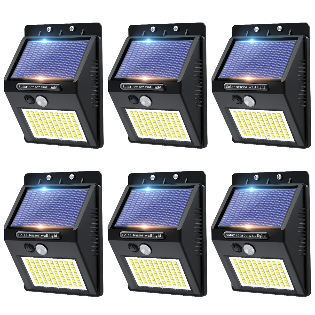 VIVREAL Lampes murales solaires alimentées par l’énergie solaire, Lot de 6, 100 LED YHM02B, Soldes du Nouvel An, Meilleures idées cadeaux