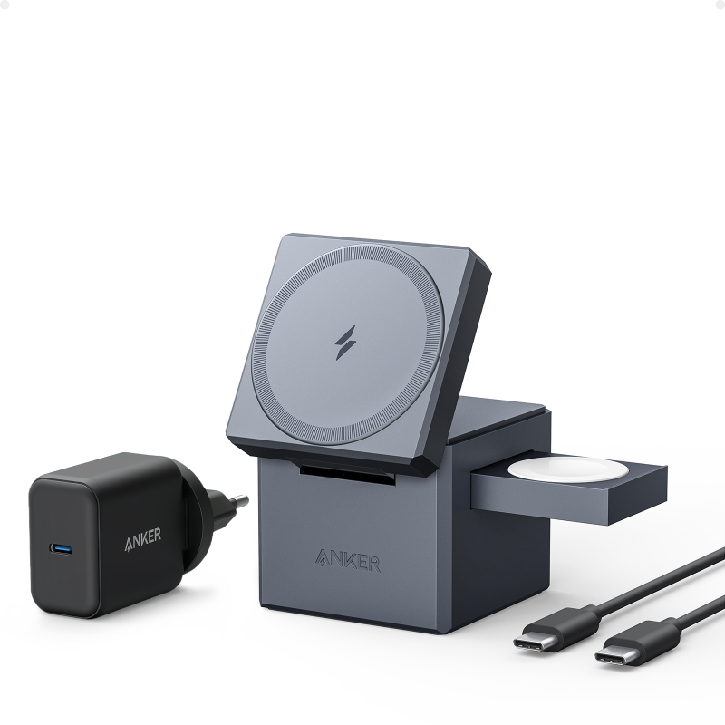Anker Y1811G11 Chargeur mobile pour casques audio, smartphones et montres connectées - Noir, CA/USB, Sans fil, Charge rapide