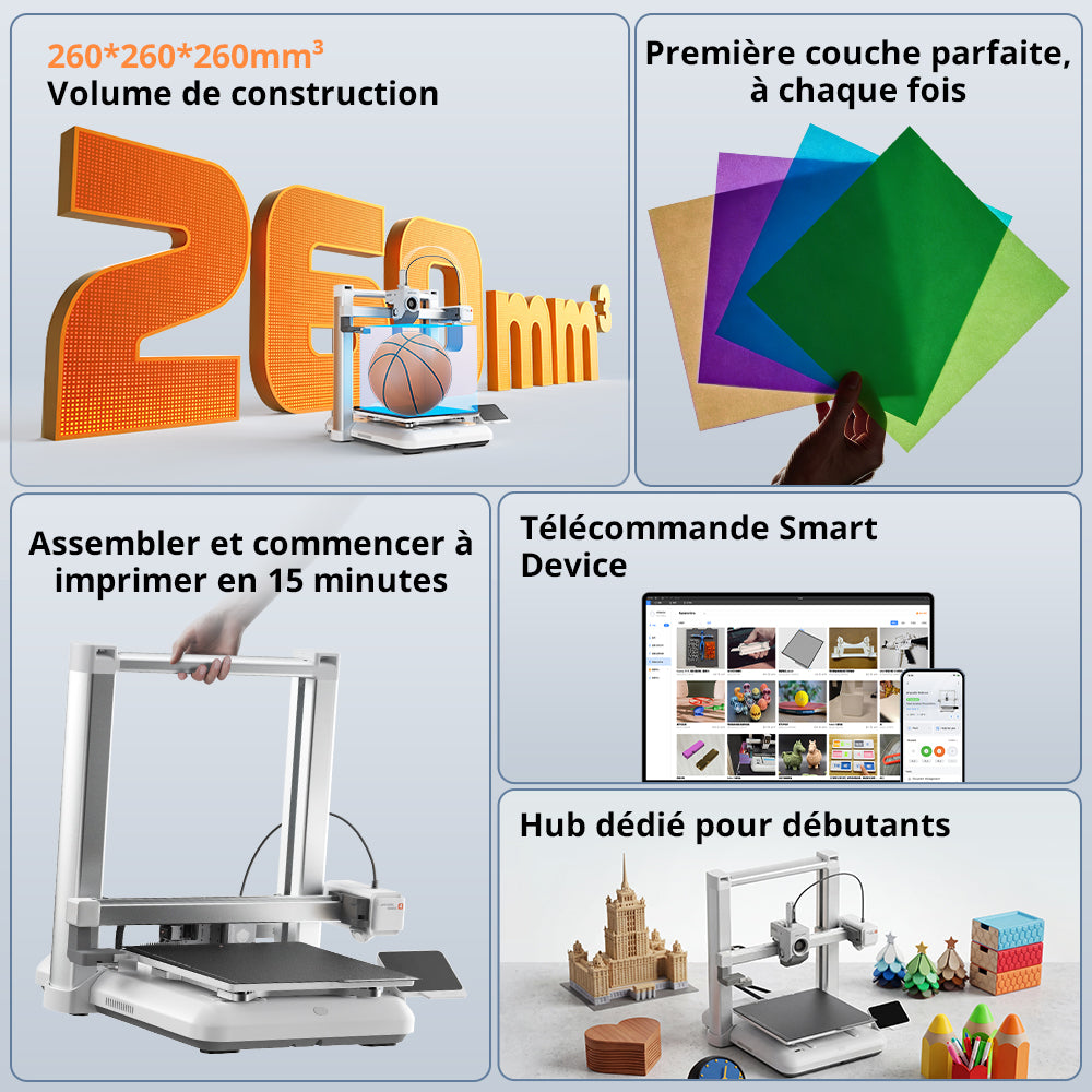 ANYCUBIC Kobra 4 Imprimante 3D, mise à niveau automatique LeviQ 3.0, mise à niveau à 49 points, précision < 0,02 mm, première couche parfaite, sans réglage manuel