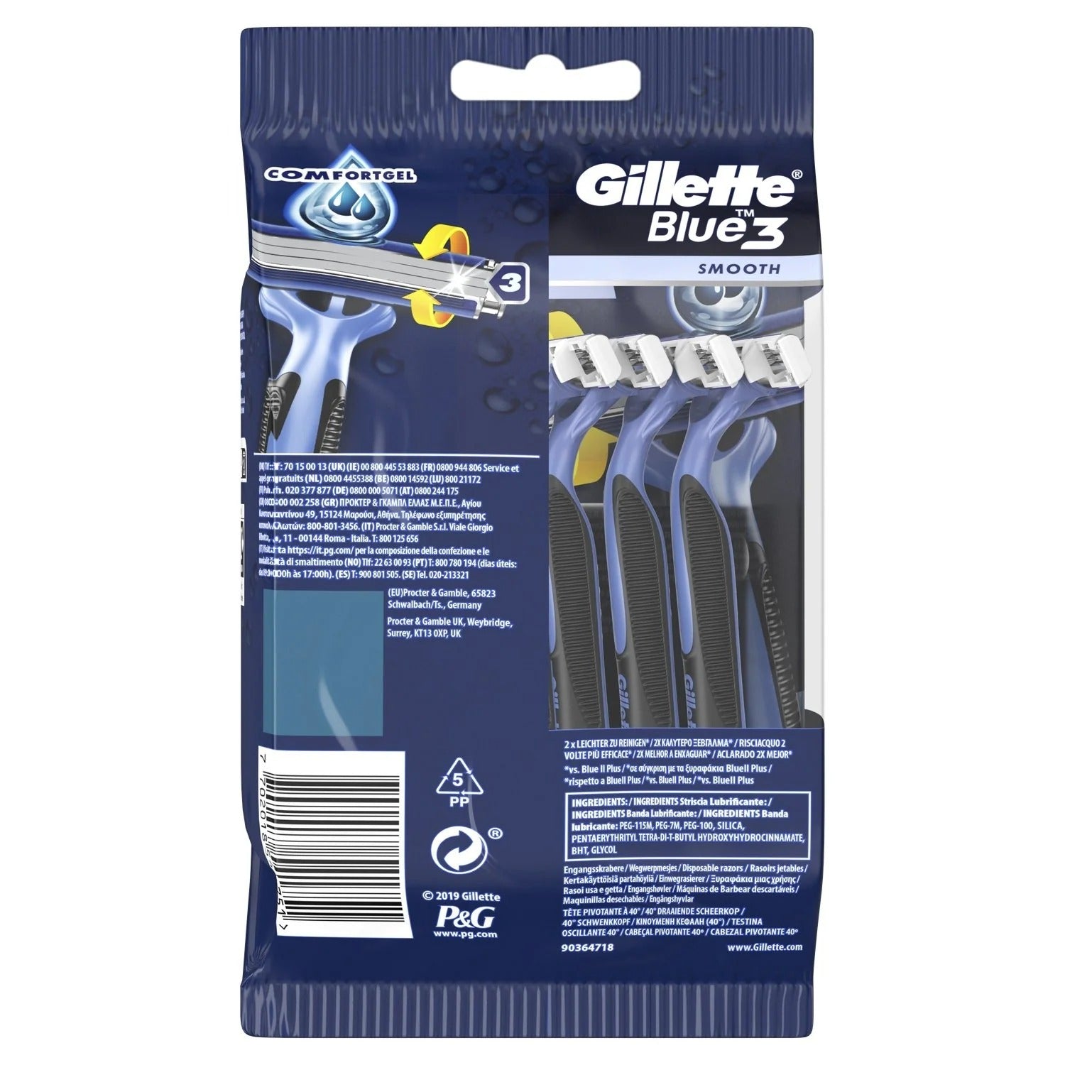 Gillette Blue3 Smooth rasoirs jetables homme 8 unités