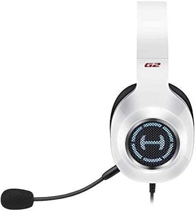 Edifier G2II Casque gaming filaire pour PC et PS4 avec son surround 7.1 et microphone à réduction de bruit, éclairage RGB, haut-parleurs 50 mm - Blanc