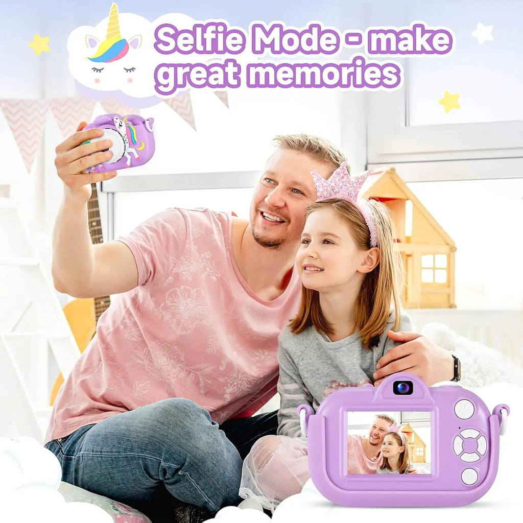 Songdian Appareil photo pour enfants avec housse souple motif dessin animé, meilleur cadeau de Noël, d'anniversaire et de fête pour enfants - Violet