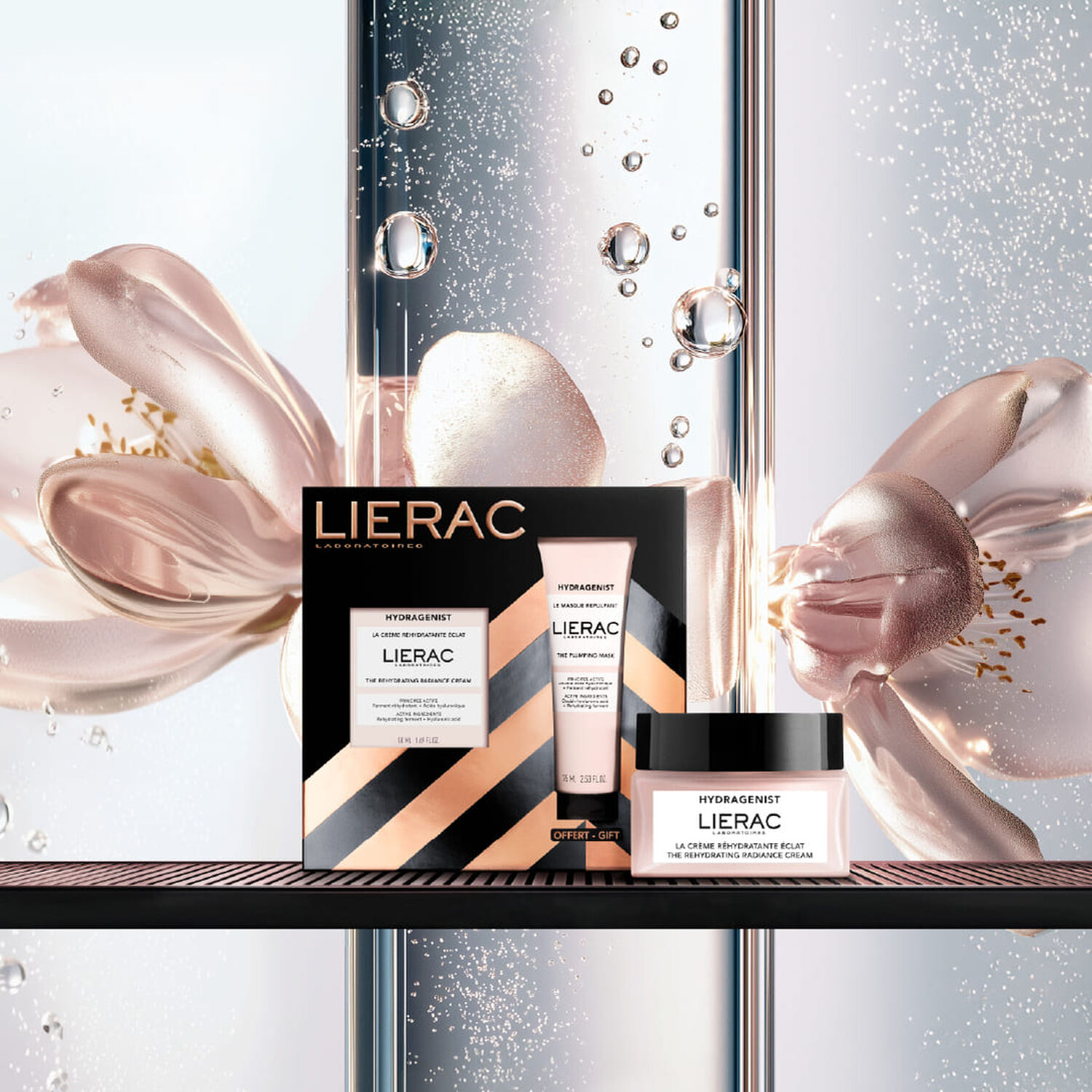 LIERAC Hydragenist Coffret Crème Réhydratante Éclat 50ml + Masque Repulpant 75ml
