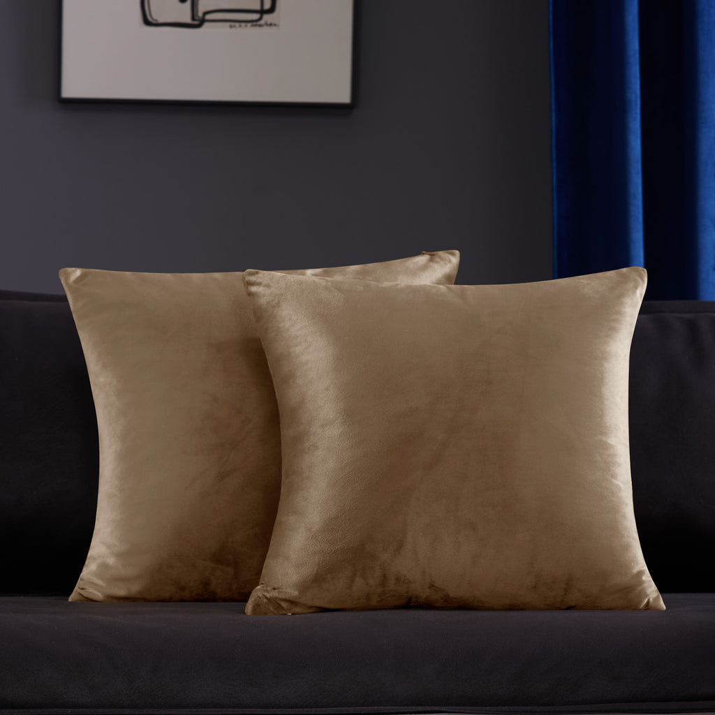 Deconovo Housse de coussin en velours néerlandais, coloris marron, 50 x 50 cm, 1 pièce